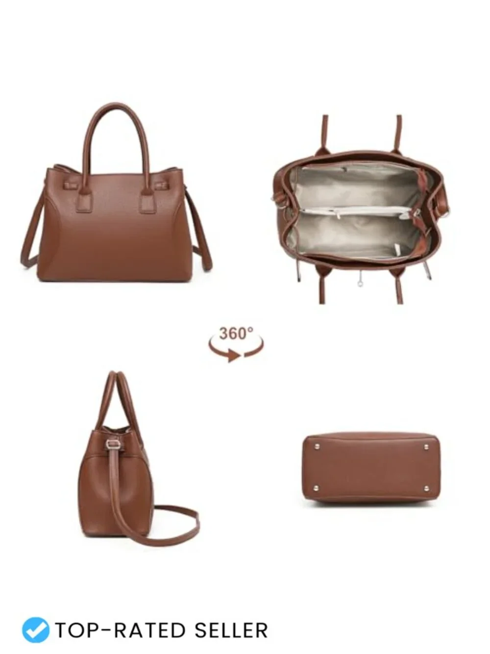 Women's PU Leather Satchel Tote Handbag Top Handle Shoulder Crossbody Work Bag